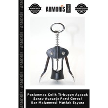 Armoris Paslanmaz Çelik Tirbuşon Açacak Şarap Açacağı Parti Gereci Bar Malzemesi Mutfak Eşyası