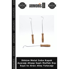 Armoris Döküm Metal Soba Kapak Açacağı Ahşap Saplı Mutfak Dışı Eşya Isı Aracı Ateş Tutacağı