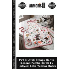 Armoris Pvc Mutfak Önlüğü Kahve Desenli Pembe Biyeli Ev Hediyesi Leke Tutmaz Önlük