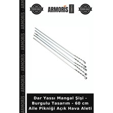 Armoris Dar Yassı Mangal Şişi - Burgulu Tasarım - 60 cm Aile Pikniği Açık Hava Aleti