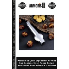 Armoris Paslanmaz Çelik Ergonomik Kaymaz Sap Kestane Çizici Pense Sunum Yardımcısı Sofra Düzeni Kış Lezzeti
