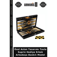 Armoris Özel Aslan Tasarımı Tavla Supriz Hediye Erkek Arkadaşa Baskılı Model