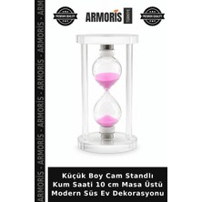Armoris Küçük Boy Cam Standlı Kum Saati 10 cm Masa Üstü Modern Süs Ev Dekorasyonu