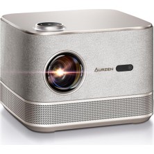 OEM Aurzen Boom 3 Doıby Ses ve 36W Hoparlörler, Otomatik Odaklama ve Keystone, Netflix Resmi 500 Ansı Ev Dış Mekan Projektörü, Akıllı Projektör Gold (Krem)