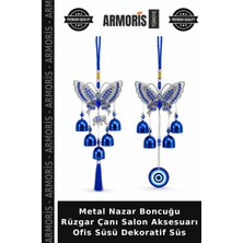Armoris Metal Nazar Boncuğu Rüzgar Çanı Salon Aksesuarı Ofis Süsü Dekoratif Süs