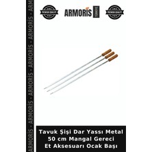Armoris Tavuk Şişi Dar Yassı Metal 50 cm Mangal Gereci Et Aksesuarı Ocak Başı