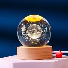 OEM Mr 3D Kristal Cam Küre, Ahşap Soketli Gece Lambası,led, Sevgiliye Hediye, Noel, Öğretmenler Günü, Özel Tasarım Harika Bir Hediye (Satürn Kızı)