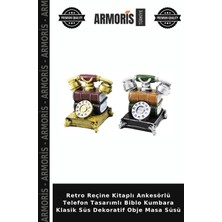 Armoris Retro Reçine Kitaplı Ankesörlü Telefon Tasarımlı Biblo Kumbara Klasik Süs Dekoratif Obje Masa Süsü