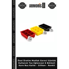 Armoris Özel Üretim Mutfak Gereci Günlük Kullanım Yaz Eğlencesi 6 Bölmeli Kare Buz Kalıbı - Silikon - Renkli