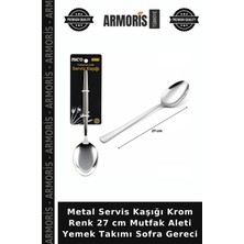 Armoris Metal Servis Kaşığı Krom Renk 27 cm Mutfak Aleti Yemek Takımı Sofra Gereci