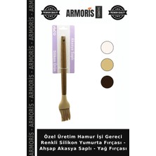 Armoris Özel Üretim Hamur Işi Gereci Renkli Silikon Yumurta Fırçası - Ahşap Akasya Saplı - Yağ Fırçası