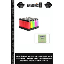 Armoris Özel Üretim Rüzgarda Sönmeyen Hızlı Ateşleme Çakmak Gazlı Doldurulabilir Sağlam Kamp Rüzgar Çakmağı