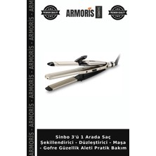 Armoris Sinbo 3'ü 1 Arada Saç Şekillendirici - Düzleştirici - Maşa - Gofre Güzellik Aleti Pratik Bakım