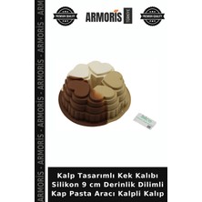 Armoris Kalp Tasarımlı Kek Kalıbı Silikon 9 cm Derinlik Dilimli Kap Pasta Aracı Kalpli Kalıp