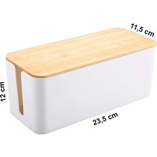 Üstüner Greentech Kablo Düzenleyici Kutu Kapaklı, Bambu-Beyaz, Küçük Boy, GT-PK01