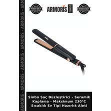 Armoris Sinbo Saç Düzleştirici - Seramik Kaplama - Maksimum 230°C Sıcaklık Ev Tipi Hazırlık Aleti