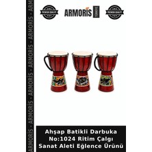 Armoris Ahşap Batikli Darbuka NO:1024 Ritim Çalgı Sanat Aleti Eğlence Ürünü