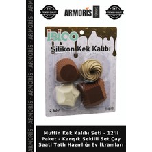 Armoris Muffin Kek Kalıbı Seti - 12'li Paket - Karışık Şekilli Set Çay Saati Tatlı Hazırlığı Ev Ikramları