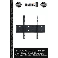 Armoris Sabit Tv Askı Aparatı - 140-190 cm - Metal - Siyah Cihaz Askısı Televizyon Montajı Görüntü Tutucu