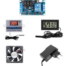 OEM Arduino Kuluçka Makinesi Seti, W3001 Termostat 220V, Isı Nem Ölçer, 12V Adaptör, 80X80 12V Fan, 5 Parça