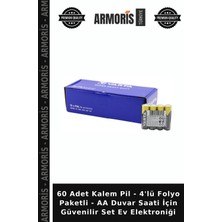 Armoris 60 Adet Kalem Pil - 4'lü Folyo Paketli - Aa Duvar Saati Için Güvenilir Set Ev Elektroniği