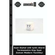 Armoris Saat Dijital LED Işıklı Alarm Termometre Küp Saat Zaman Modern Yenilikçi