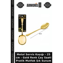 Armoris Metal Servis Kaşığı - 25 cm - Gold Renk Çay Saati Pratik Mutfak Şık Sunum