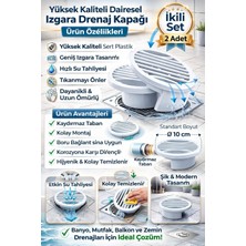 OEM 2 Li Yuvarlak Gider Süzgeci ve Koku Önleyici Kapak, Banyo, Mutfak, Duş ve Zemin Giderlerinde Kullanıma Uygun, 10 cm Çap, Dayanıklı Plastik, Saç ve Atık Tutucu Izgaralı Tasarım, Kolay Temizlik
