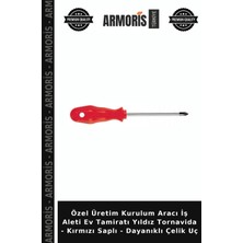 Armoris Özel Üretim Kurulum Aracı Iş Aleti Ev Tamiratı Yıldız Tornavida - Kırmızı Saplı - Dayanıklı Çelik Uç