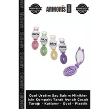 Armoris Özel Üretim Saç Bakım Minikler Için Kompakt Tarak Aynalı Çocuk Tarağı - Katlanır - Oval - Plastik