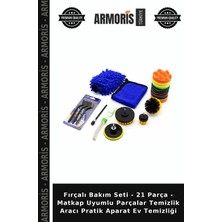 Armoris Fırçalı Bakım Seti - 21 Parça - Matkap Uyumlu Parçalar Temizlik Aracı Pratik Aparat Ev Temizliği