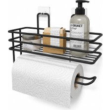 Üstüner Alper Banyo Yapışkanlı Siyah Raflı Solo Havlu Askısı, Delmeden Montaj Banyo ve Mutfak Duvar Tipi Havluluk Organizer