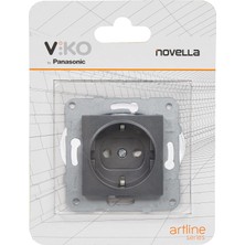 Üstüner Viko Novella Füme Toprakli Priz Çarpma Karşıtı Çocuk Korumalı Mekanizma+Düğme Kapak Çabuk Bağlanti Çarpma Karşıtı Çocuk Korumalı