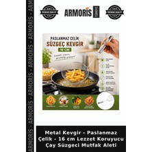 Armoris Metal Kevgir - Paslanmaz Çelik - 16 cm Lezzet Koruyucu Çay Süzgeci Mutfak Aleti