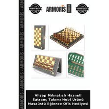 Armoris Ahşap Mıknatıslı Hazneli Satranç Takımı Hobi Ürünü Masaüstü Eğlence Ofis Hediyesi