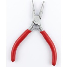 OEM Kırmızı Mini Kargaburnu Pense, 125 Mm, Çelik Gövde, Kaymaz Saplı