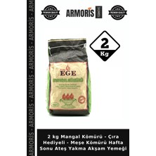 Armoris 2 kg Mangal Kömürü - Çıra Hediyeli - Meşe Kömürü Hafta Sonu Ateş Yakma Akşam Yemeği