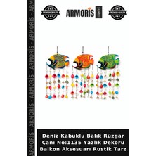 Armoris Deniz Kabuklu Balık Rüzgar Çanı NO:1135 Yazlık Dekoru Balkon Aksesuarı Rustik Tarz