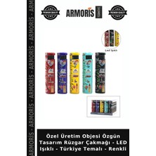 Armoris Özel Üretim Objesi Özgün Tasarım Rüzgar Çakmağı - LED Işıklı - Türkiye Temalı - Renkli
