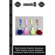 Armoris Özel Üretim Popüler Aksesuar Kedi Figürlü Çocuk Hediyesi Ponponlu Hello Kitty Anahtarlık