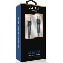 Özkaya Store Auris CB53 45W Usb-C Type-C Kablo, Işıklı Şeffaf, Siyah