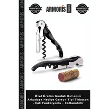 Armoris Özel Üretim Günlük Kullanım Arkadaşa Hediye Garson Tipi Tirbuşon - Çok Fonksiyonlu - Katlanabilir