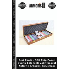 Armoris Deri Çantalı 500 Chip Poker Oyunu Eğlenceli Vakit Sosyal Aktivite Arkadaş Buluşması