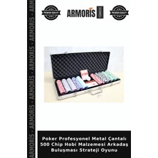 Armoris Poker Profesyonel Metal Çantalı 500 Chip Hobi Malzemesi Arkadaş Buluşması Strateji Oyunu
