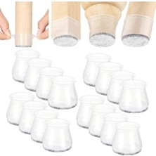 Özkaya Store Yenigeldi 12 Adet (2-2.5 Cm) Yarı Saydam Silikon Keçeli Sandalye Ayağı Pabucu, Dayanaklı Zemin Koruyucu,