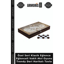 Armoris Özel Seri Klasik Eğlence Eğlenceli Vakit Akıl Oyunu Trendy Deri Haritalı Tavla
