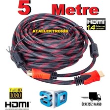 OEM Pc ile Tv Arası 5 Metre Ses ve Görüntü Kablosu HDMI Gold Altın Kablo Full Hd 3D 1080P 4K - Örgülü