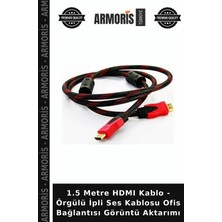 Armoris 1.5 Metre HDMI Kablo - Örgülü Ipli Ses Kablosu Ofis Bağlantısı Görüntü Aktarımı