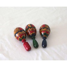 Özkaya Store Barc Ahşap Maracas Tribal Motifler, 12 Cm, Uzak Doğu Müzik Aleti, Mahoni Ahşap