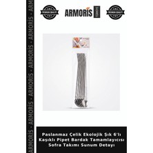 Armoris Paslanmaz Çelik Ekolojik Şık 6'lı Kaşıklı Pipet Bardak Tamamlayıcısı Sofra Takımı Sunum Detayı